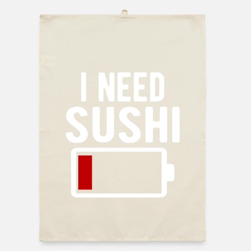 I Need Sushi Witty Battery Drain Organic dish towel