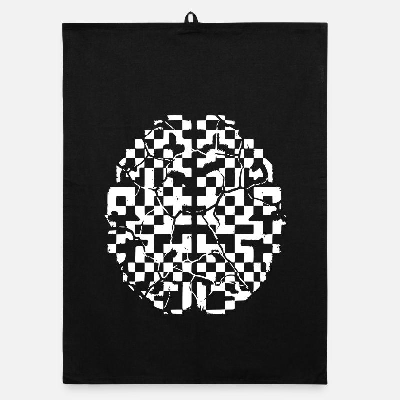 Defective Brain Glitch Cracks - Organic dish towel - black