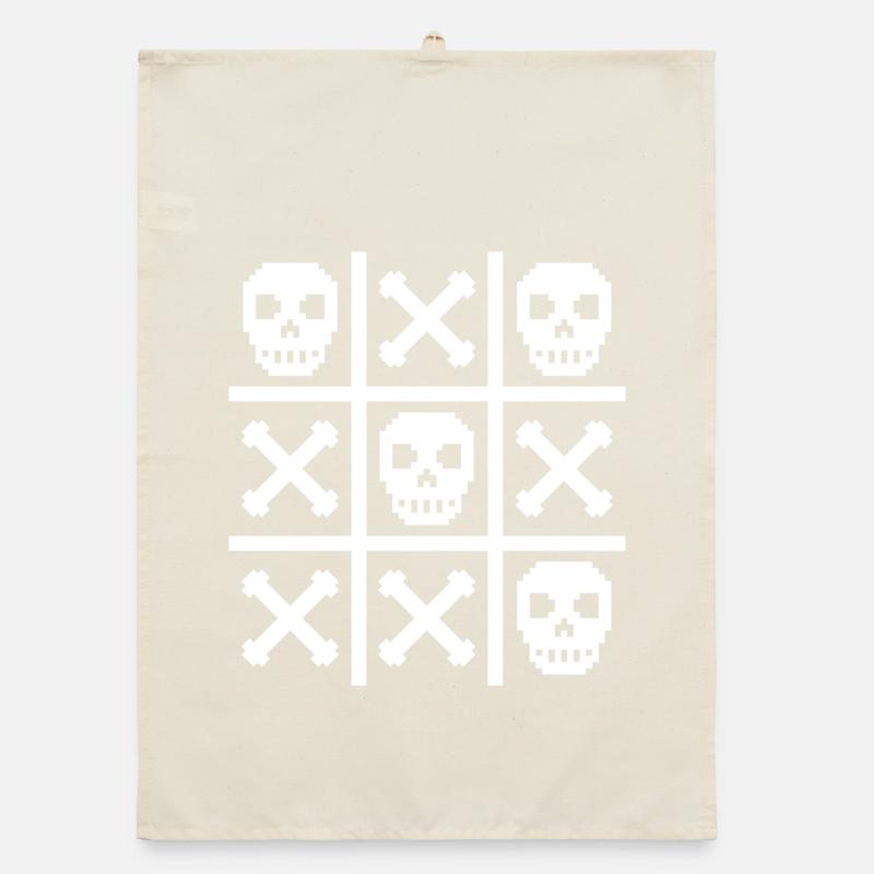 Pixel Schädel und Knochen Nuller & Kreuze Organic Geschirrtuch