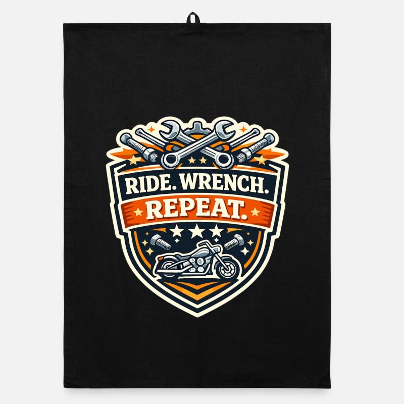 Ride Wrench Repeat Motorcycle Patch Organic dish towel