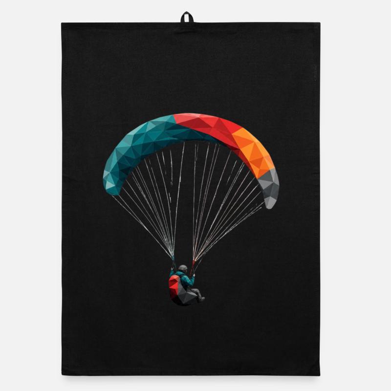 Panodesign géométrique du parapente - Torchon bio - noir