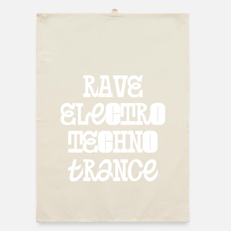 Rave Electro Techno Trance music Organic dish towel