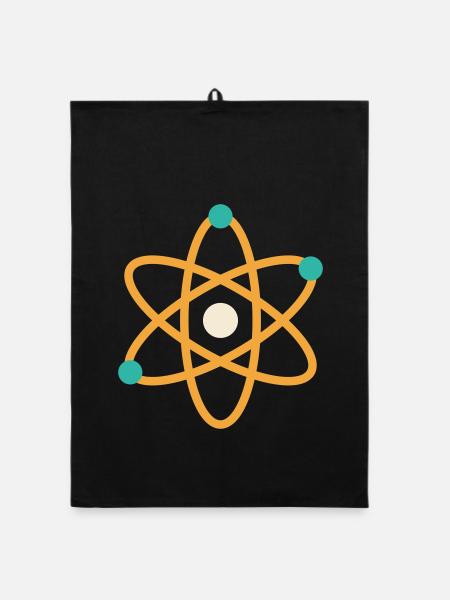 Atom - Physik Chemie Wissenschaft Nerd Lehrer - Organic Geschirrtuch - Schwarz - Vorne