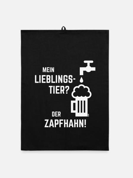 Mein Lieblingstier? Der Zapfhahn! (Bier / White) - Organic Geschirrtuch - Schwarz - Vorne