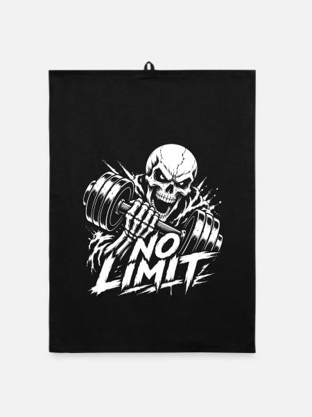 No Limit Skull Gym Bodybuilding - Organic Geschirrtuch - Schwarz - Vorne