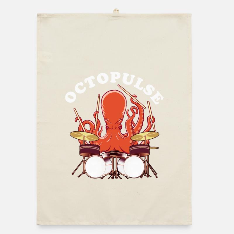 OctoPULSE | Octopus playing drums Organic dish towel