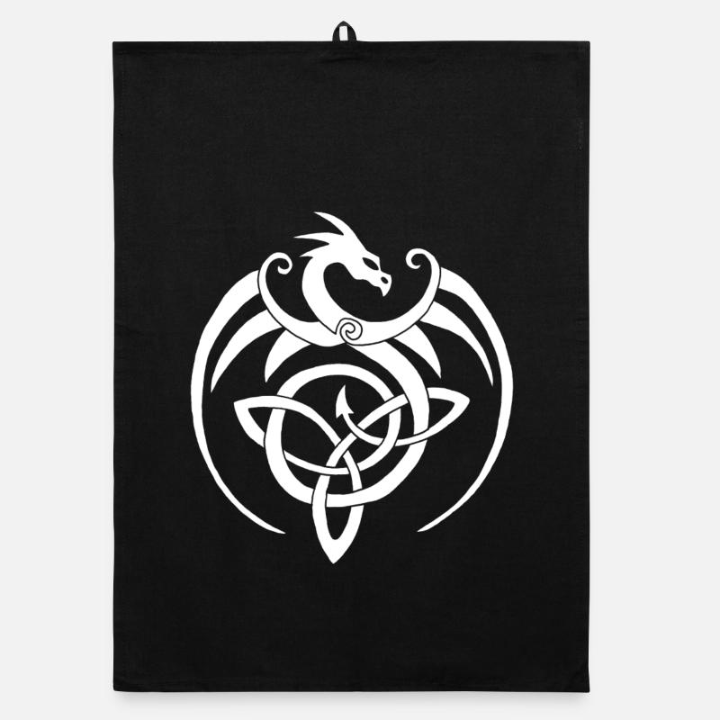 Dragon blanc et symbole celte Torchon bio