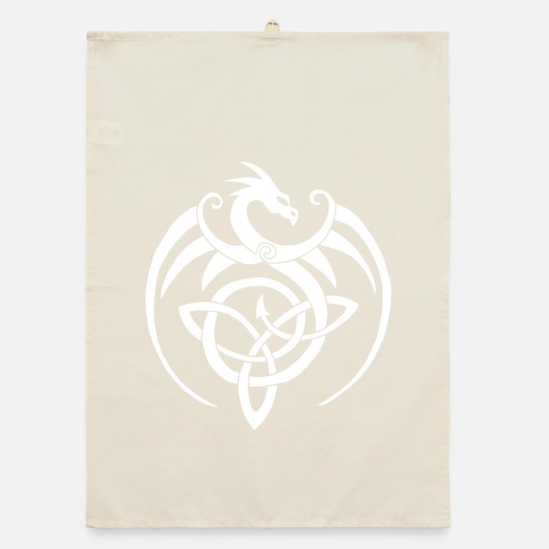 Dragon blanc et symbole celte Torchon bio