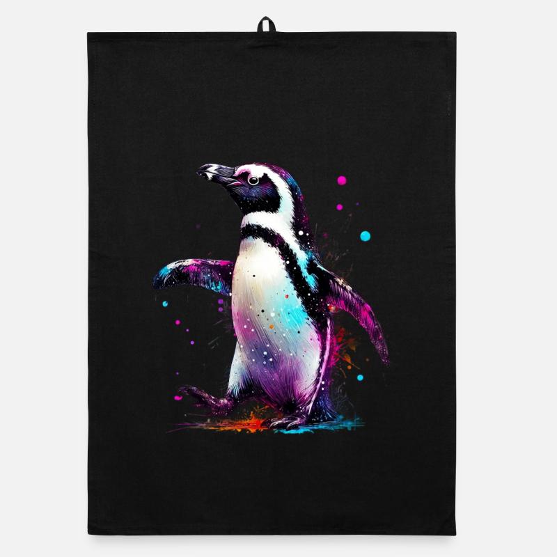 Pinguin - Organic Geschirrtuch - Schwarz