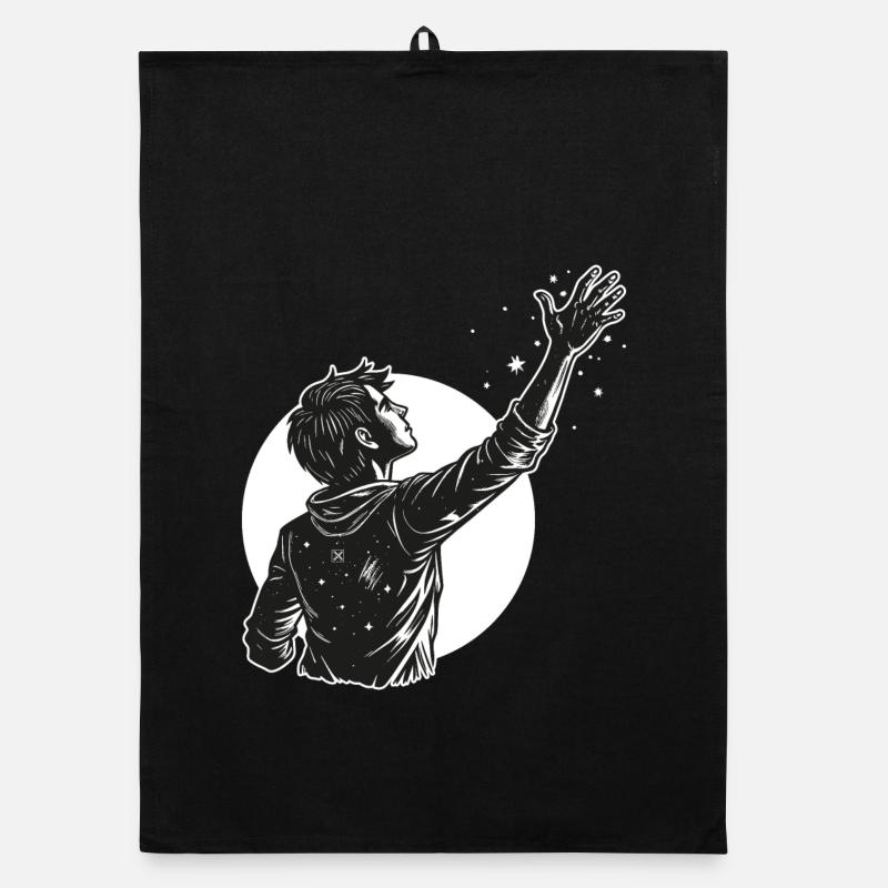 Cosmic Reach in Black and White Organic dish towel