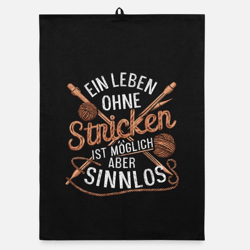Ein Leben ohne Stricken ist möglich aber sinnlos Organic Geschirrtuch