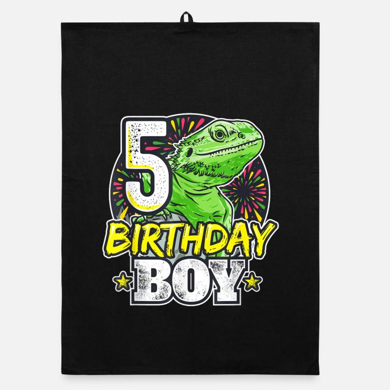 Dino Junge zum 5. Geburtstag Organic Geschirrtuch