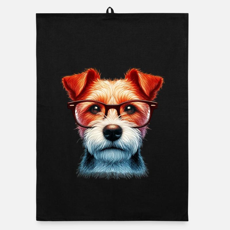 Hund mit Brille Organic Geschirrtuch