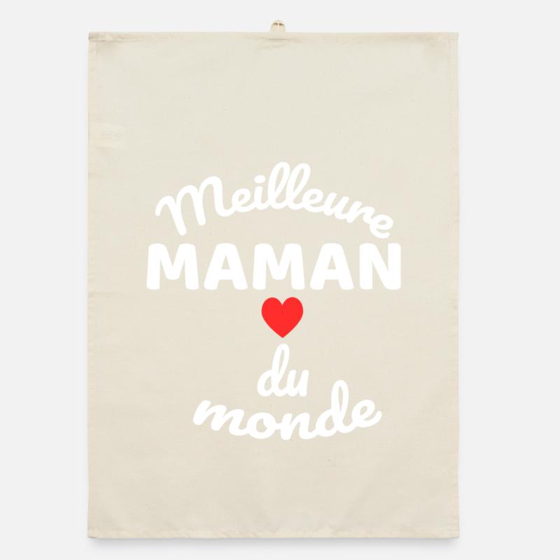 Cœur Maman du Monde en Script Blanc Torchon bio