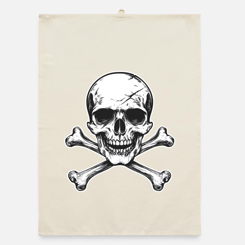 Skull and bone cross Organic dish towel