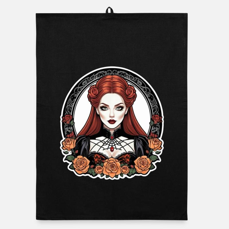 Gothic Rose Queen Organic dish towel