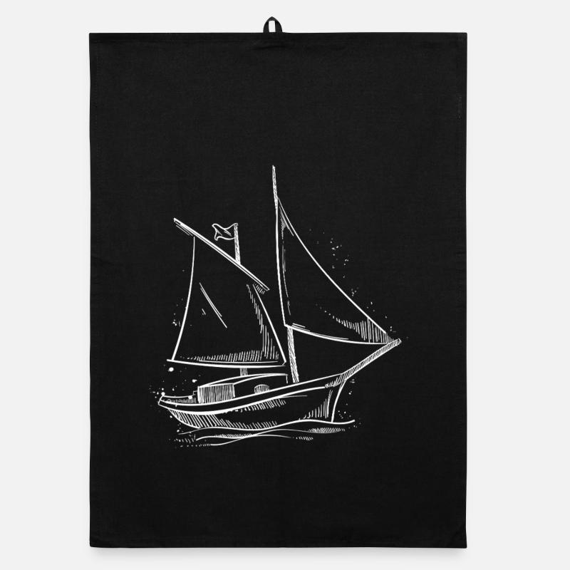 Sailing Adventures in the Silhouette: Elegant Sailors Organic dish towel