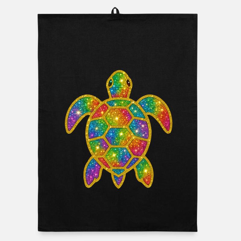 Regenbogen Glitzer Schildkröte Organic Geschirrtuch