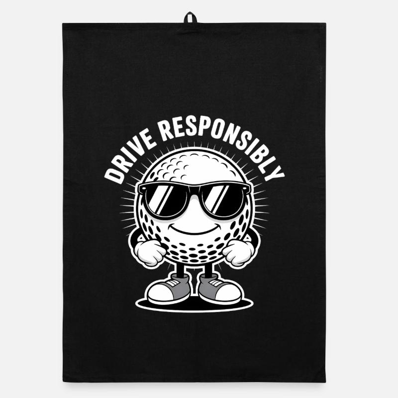 Cooler Golfball "Drive Responsibly" - Sport Logo Organic Geschirrtuch