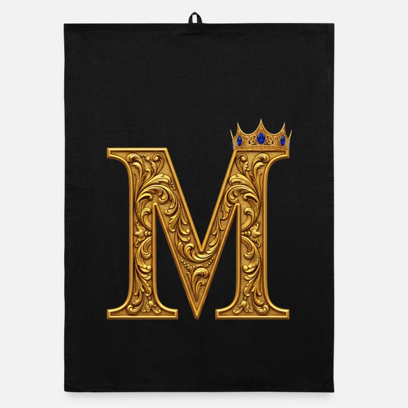 Barockes M Monogramm aus Gold Organic Geschirrtuch