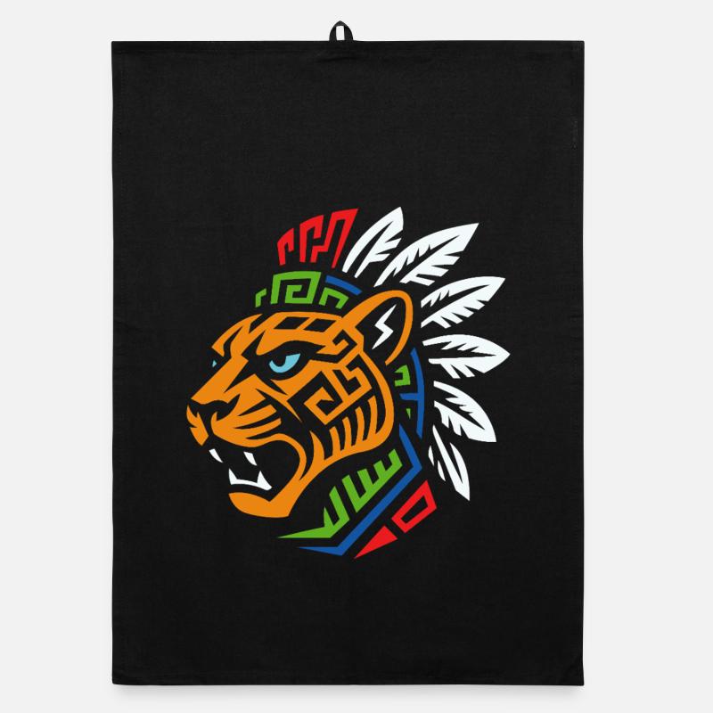 Tribal Tiger – Un design ethnique puissant - Torchon bio - noir