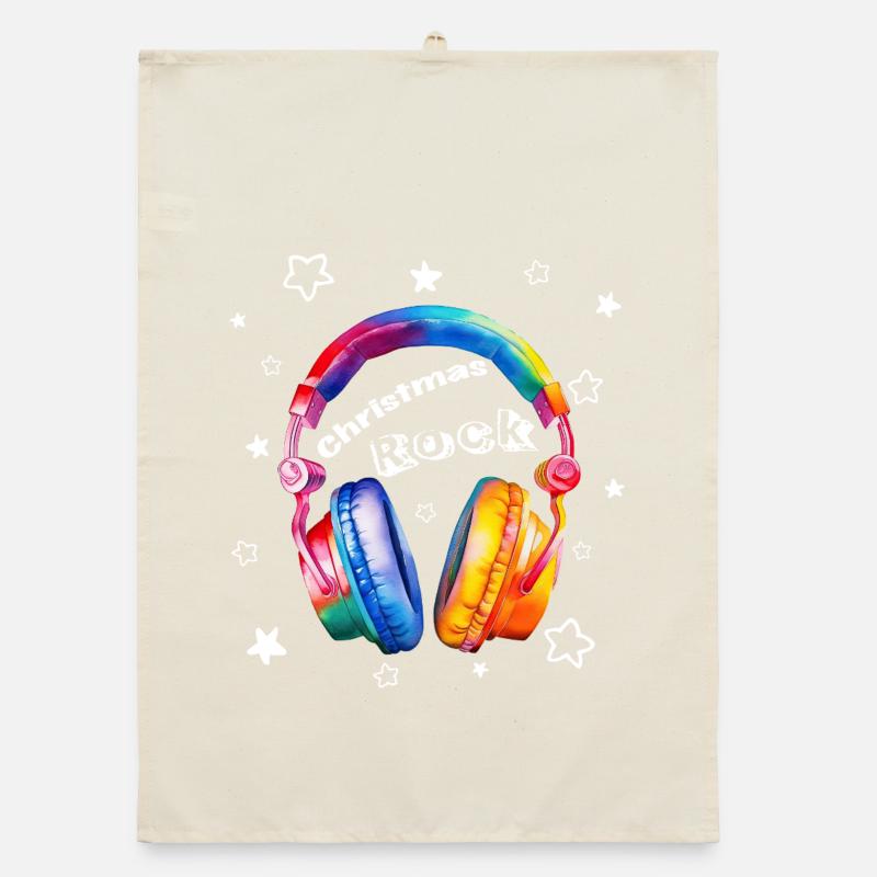 Casques de rock de Noël Cool de Noël Torchon bio