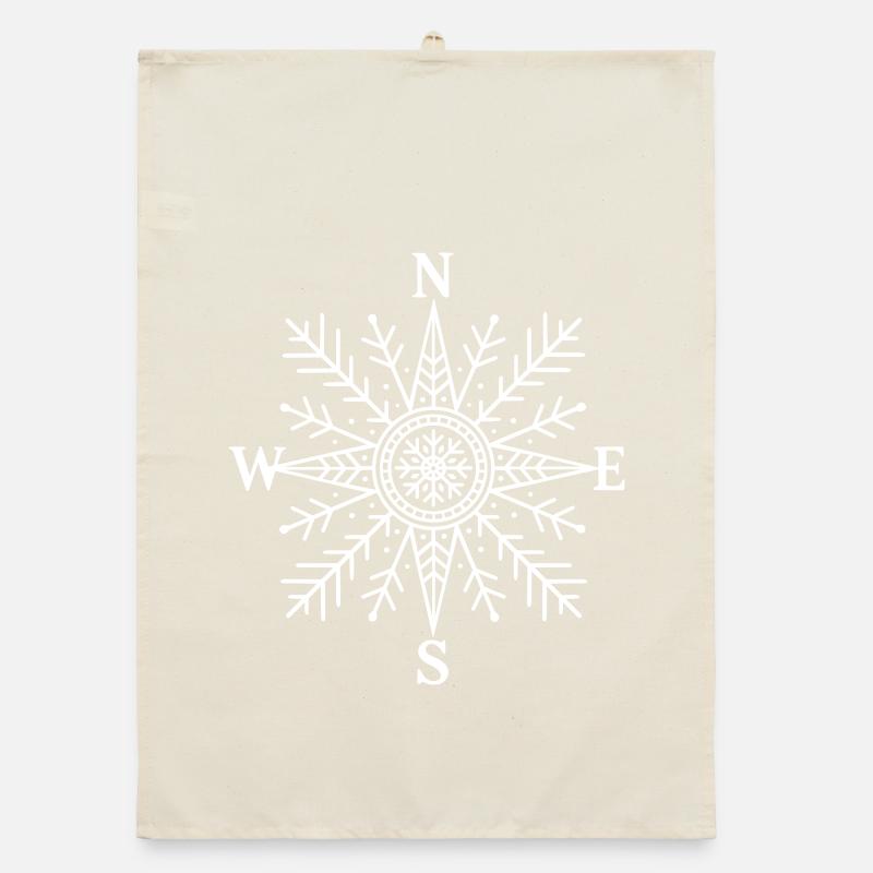 Compass with snowflake – Nordic design Organic dish towel