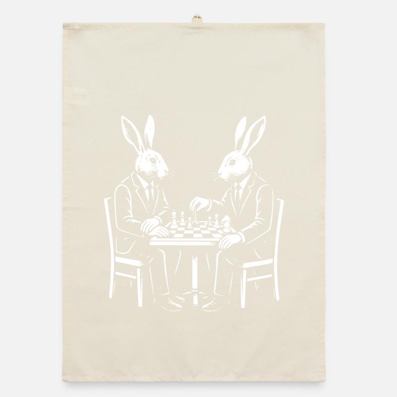Dapper Rabbits Chess Match Organic dish towel
