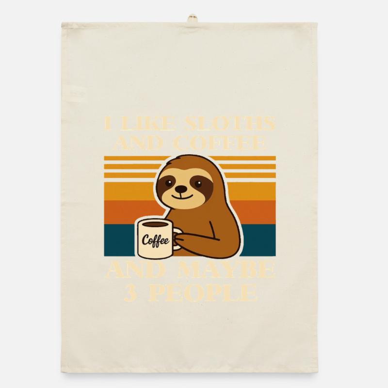 Sloth Coffee Saying Retro Humor Sloth Animal Organic dish towel