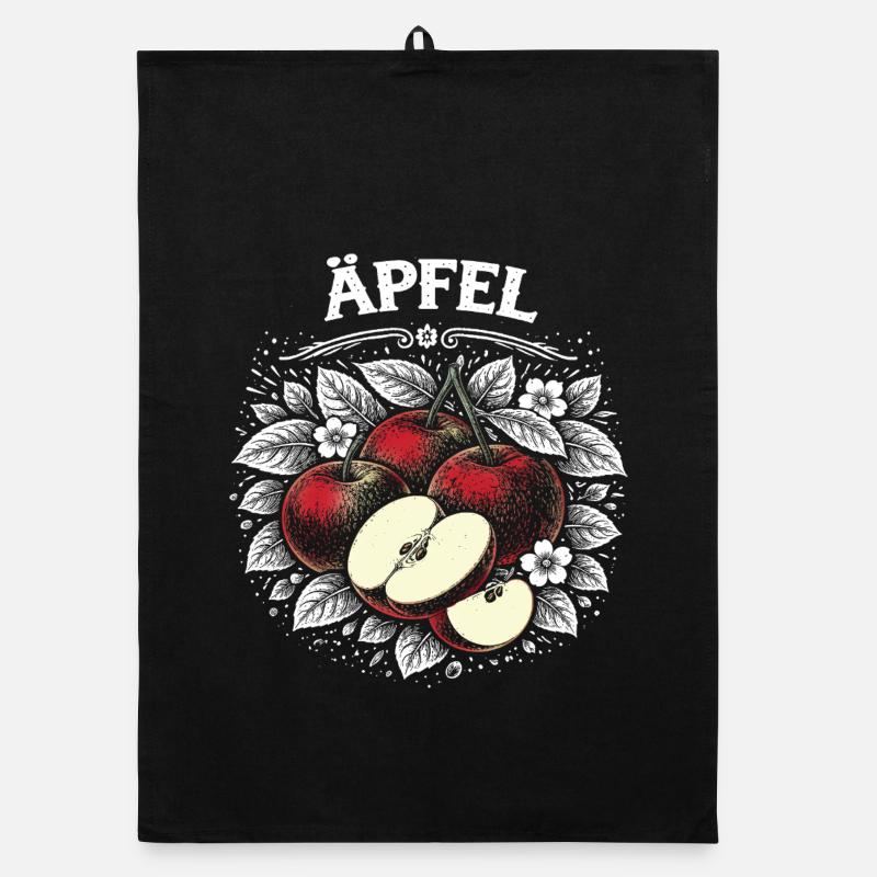 Apfelstillleben Schwarzweiß Vintage Organic Geschirrtuch