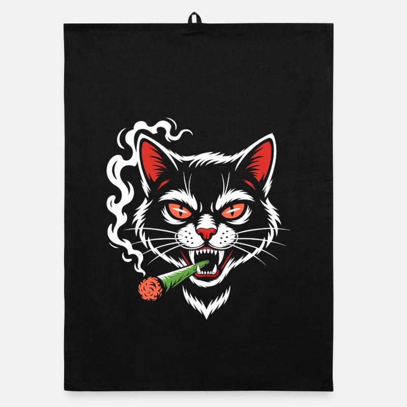 Angry cat with joint Organic dish towel