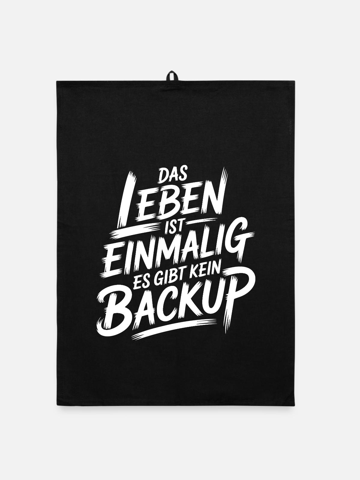 Leben ohne Backup - Organic Geschirrtuch - Schwarz - Vorne