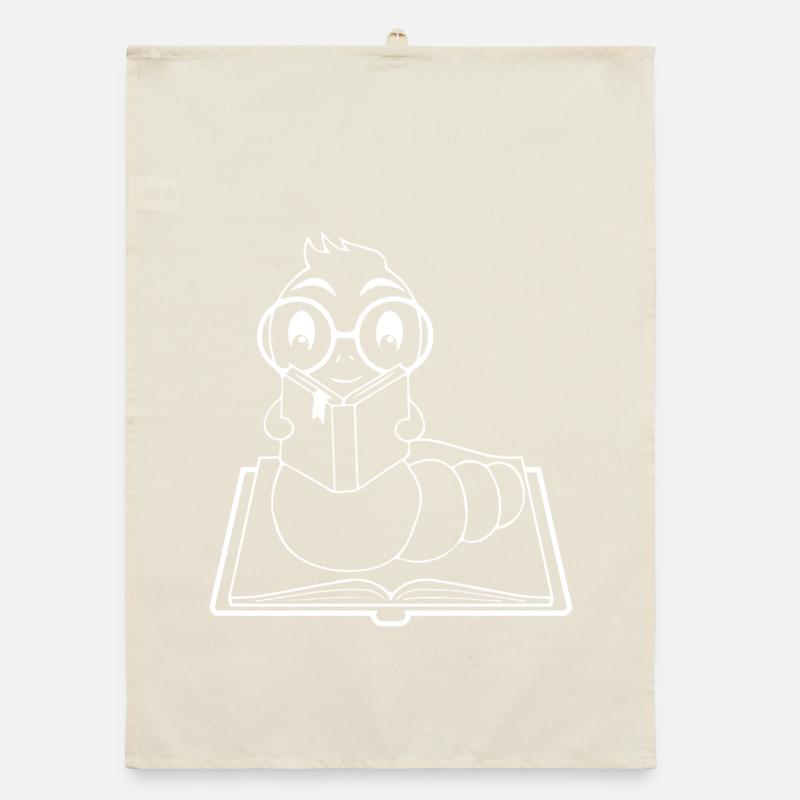 Minimalist Bookworm Nerd Silhouette Organic dish towel
