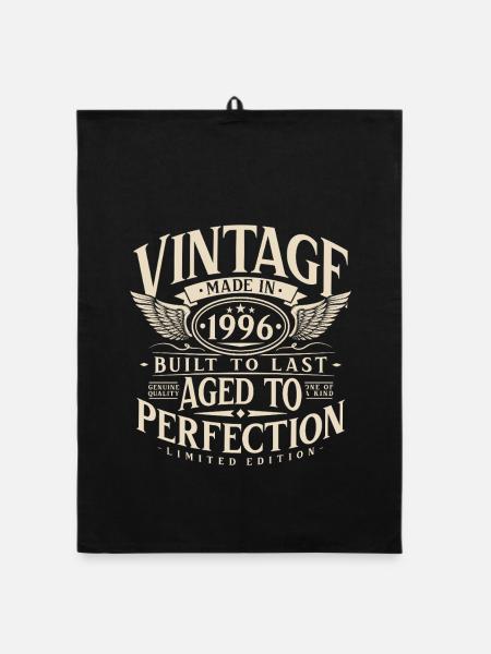 Vintage 1996 Jahrgang Geburtstag Retro Geschenk - Organic Geschirrtuch - Schwarz - Vorne