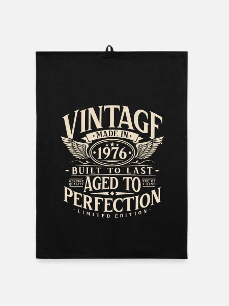 Vintage 1976 Jahrgang Geburtstag Retro Geschenk - Organic Geschirrtuch - Schwarz - Vorne