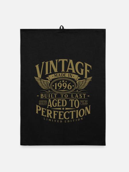 Vintage 1996 Jahrgang Geburtstag Retro Geschenk - Organic Geschirrtuch - Schwarz - Vorne