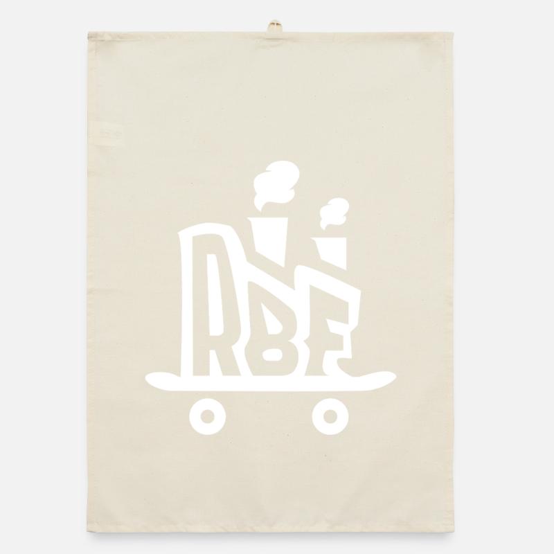 Rollbrett Fabrik Logo weiß Organic Geschirrtuch
