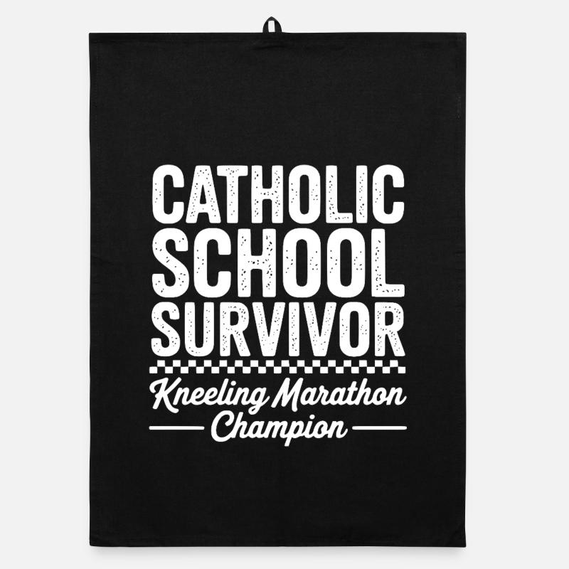 Survivant d’une école catholique : marathon à genoux drôle Torchon bio