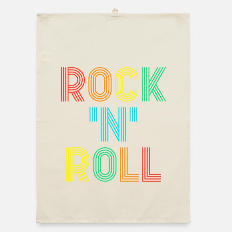 Texte rétro multicolore Rock’N’Roll Torchon bio