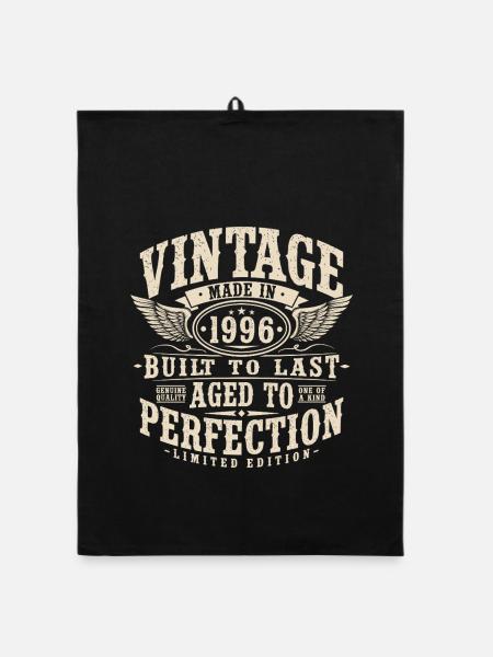 Vintage 1996 Jahrgang Geburtstag Geschenk Retro - Organic Geschirrtuch - Schwarz - Vorne
