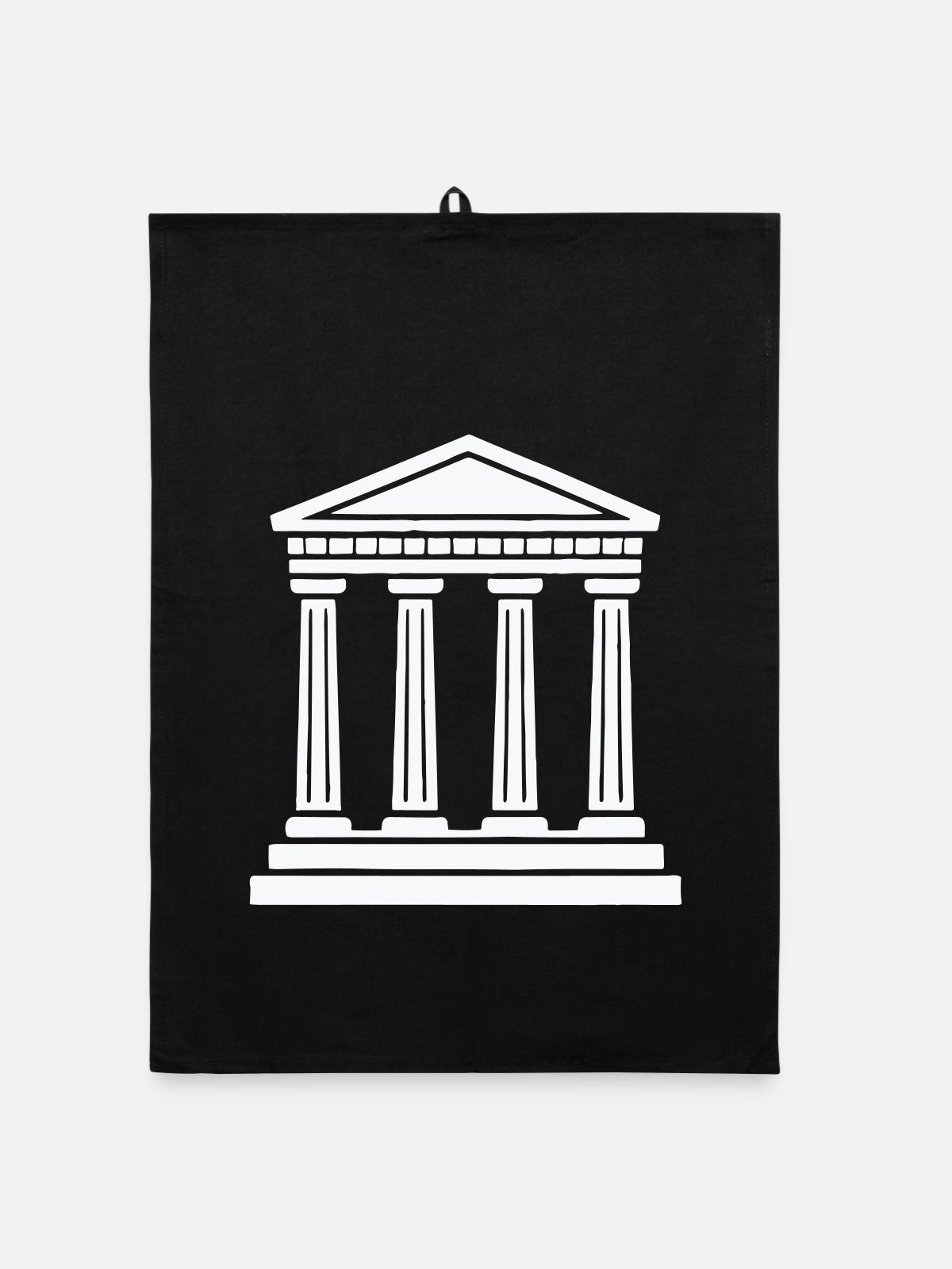 Klassischer Tempel Säulen Silhouette - Organic Geschirrtuch - Schwarz - Vorne