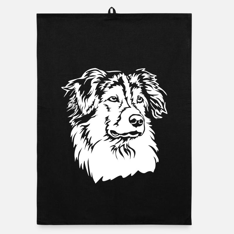Australian Shepherd Head "Black Edition" Organic dish towel