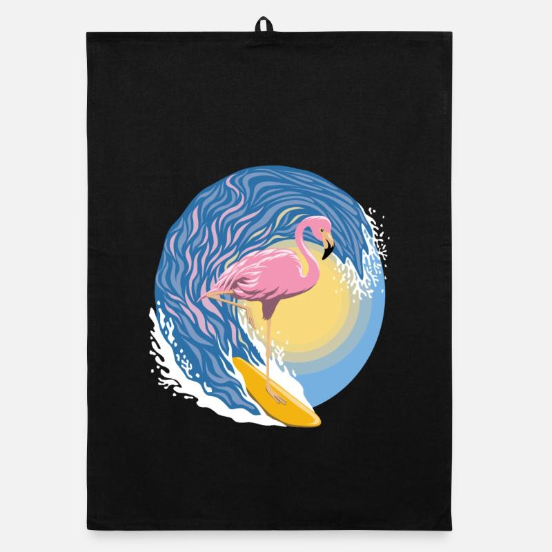 Flamant rose surfeur Torchon bio