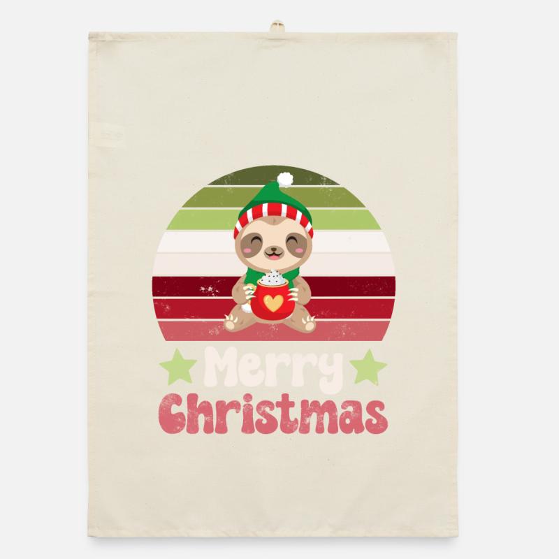 Sloth Christmas Organic dish towel