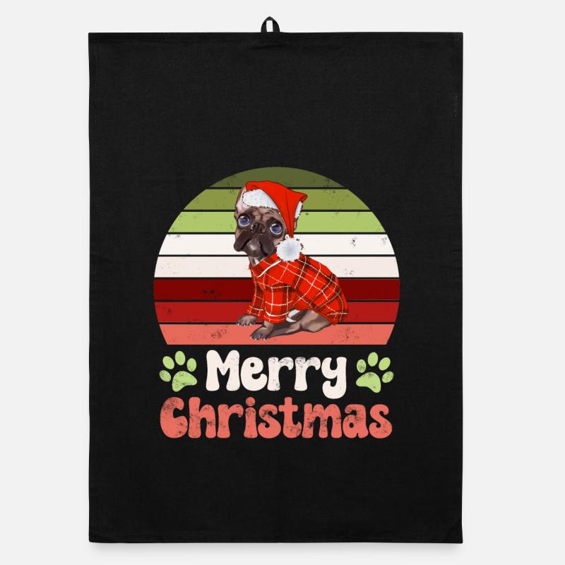 Hund Mops Möpse Weihnachten Organic Geschirrtuch