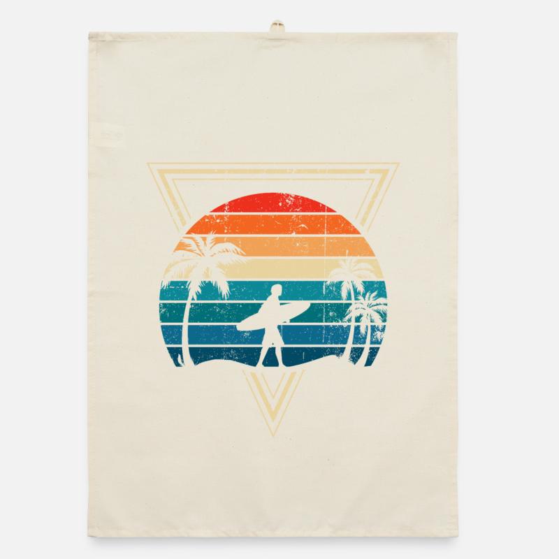 Surf au coucher du soleil et Palm Coast Torchon bio