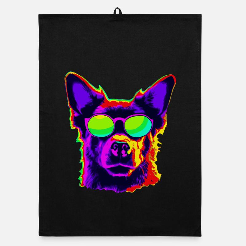 Stylischer Vierbeiner mit Sonnenbrille Organic Geschirrtuch