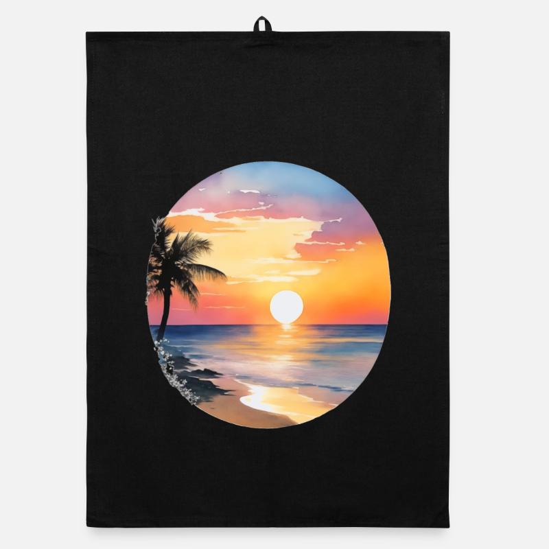 Sunset on the beach Organic dish towel