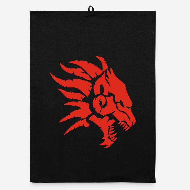 The Infernal Beast (red) Organic dish towel