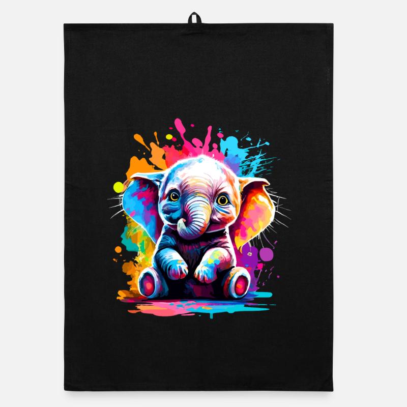 Éléphant Coloré - Bébé Éléphant Coloré Torchon bio